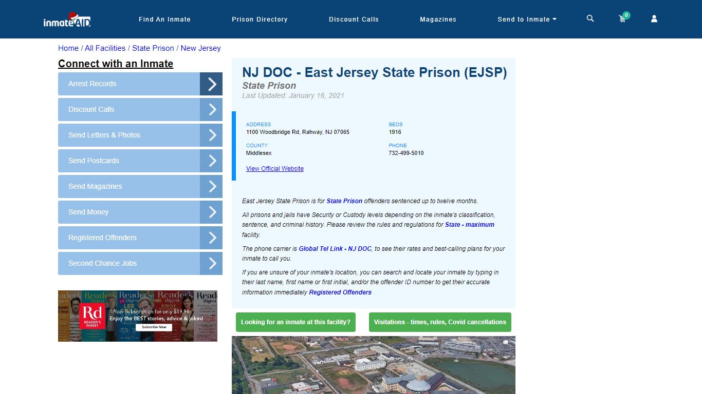 NJ DOC - East Jersey State Prison (EJSP) & Inmate Search - Rahway, NJ